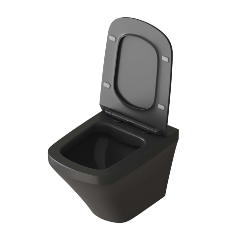 Унитаз подвесной Grossman Санфаянс GR-4440BMS черный с сиденьем микролифт безободковый каскадный смыв - фото 3